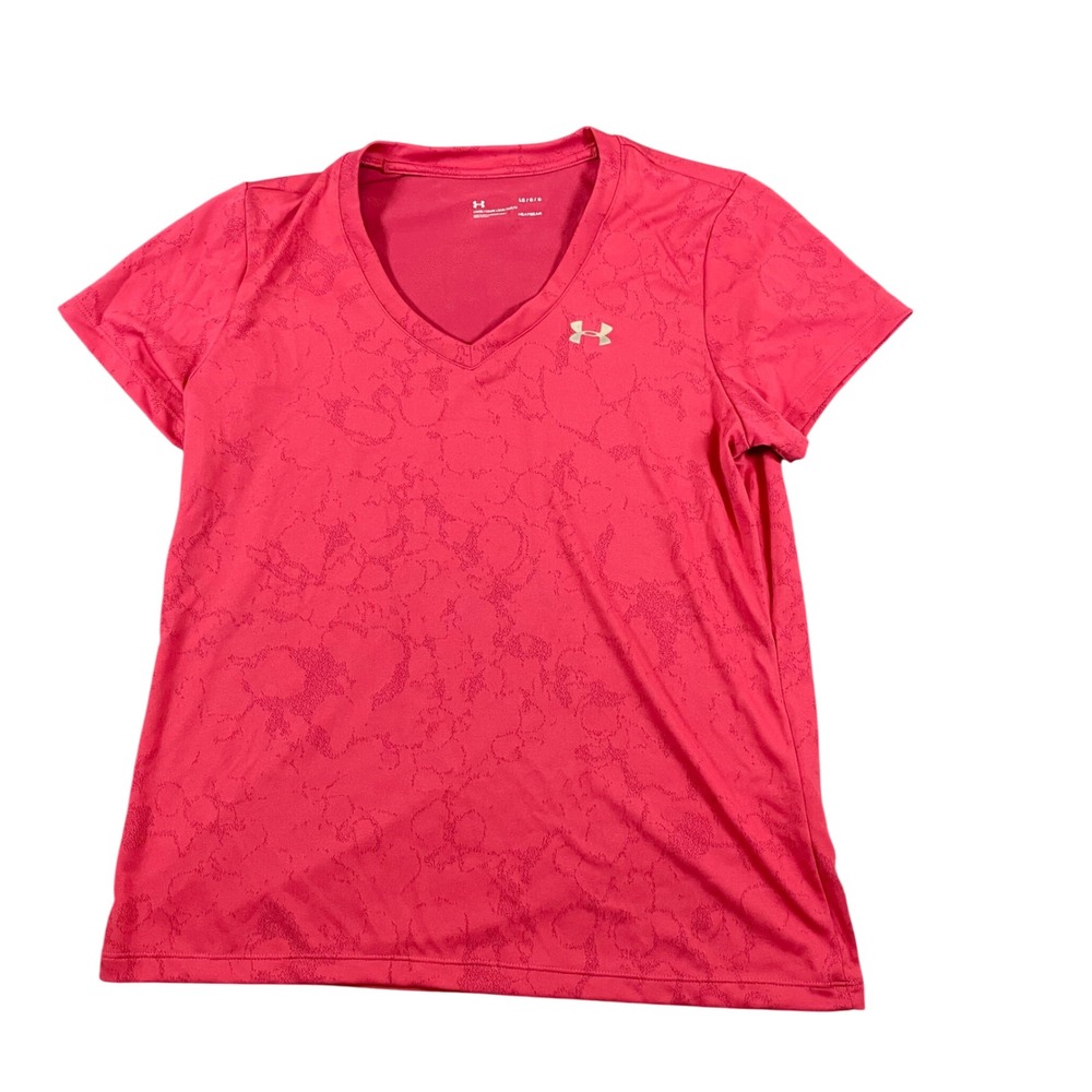 Under‎ Armour HeatGear Pink Patterned Loose Fit Size Large Athletic Activewear